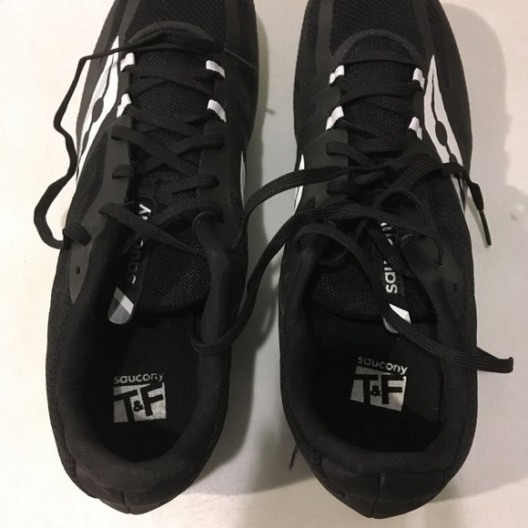 SAUCONY VENDETTA 3 BLACK/WHITE TRACK & FIELD SPIKE SHOES 11.5-NICE!